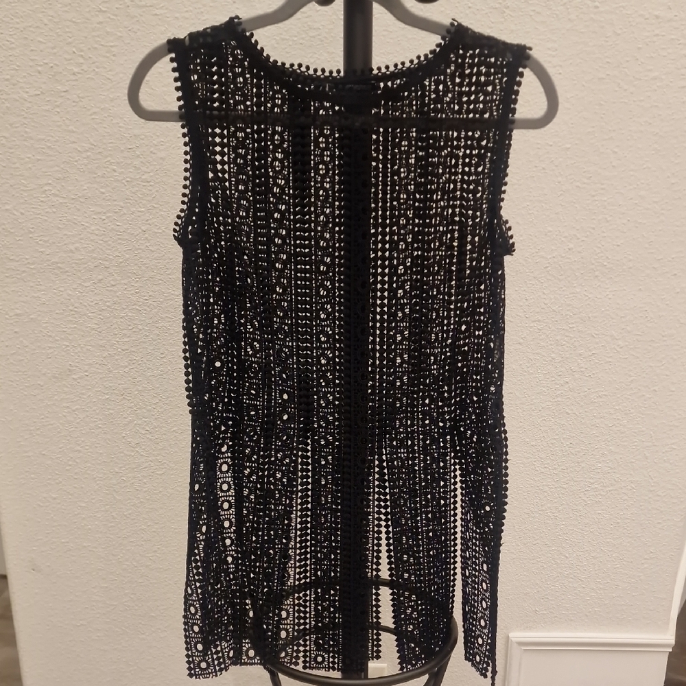 Zara Black Sleeveless Crochet Top